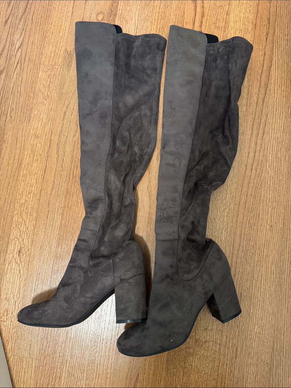 Women's Tall Over-the-Knee Block Heel Boots - Dark Gray faux Suede